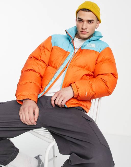 Orange and blue north face jacket sale