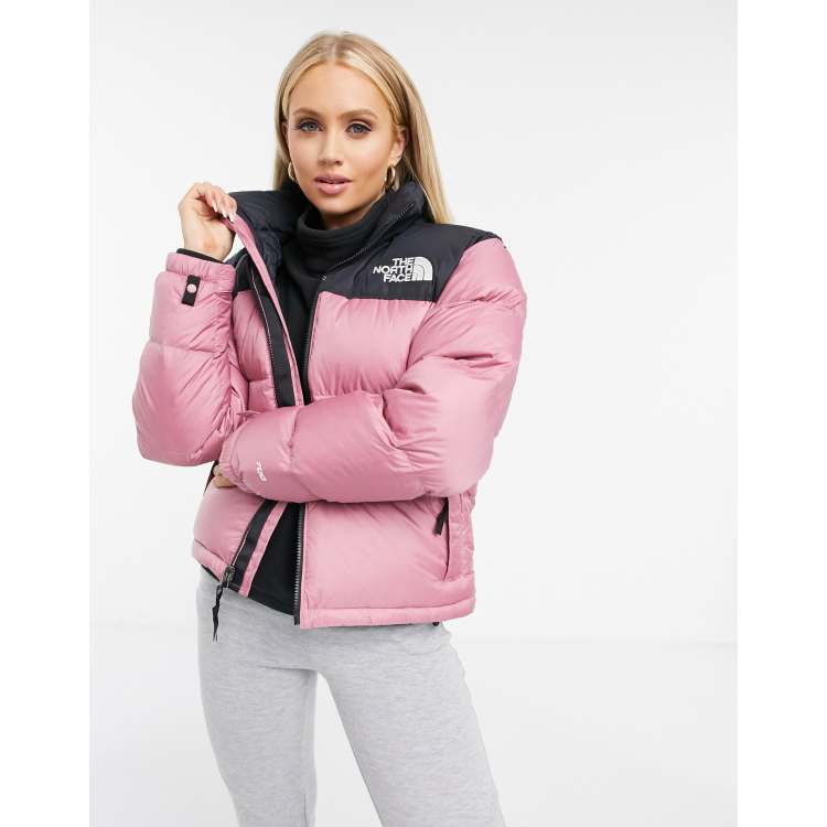 Pink and black shop north face coat