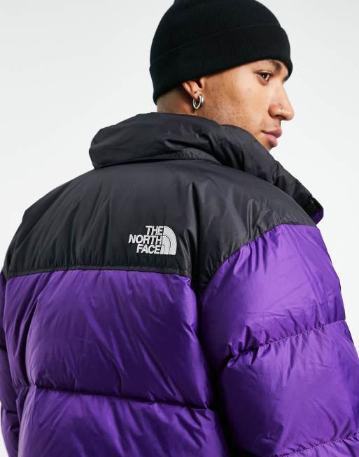 Purple nuptse 2025 jacket mens