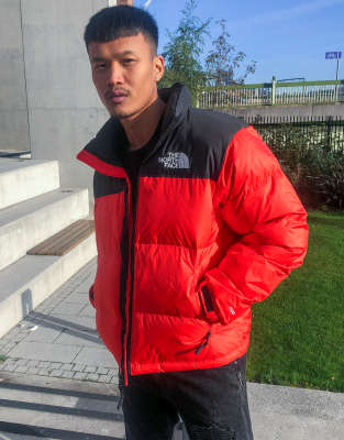 red north face puffer