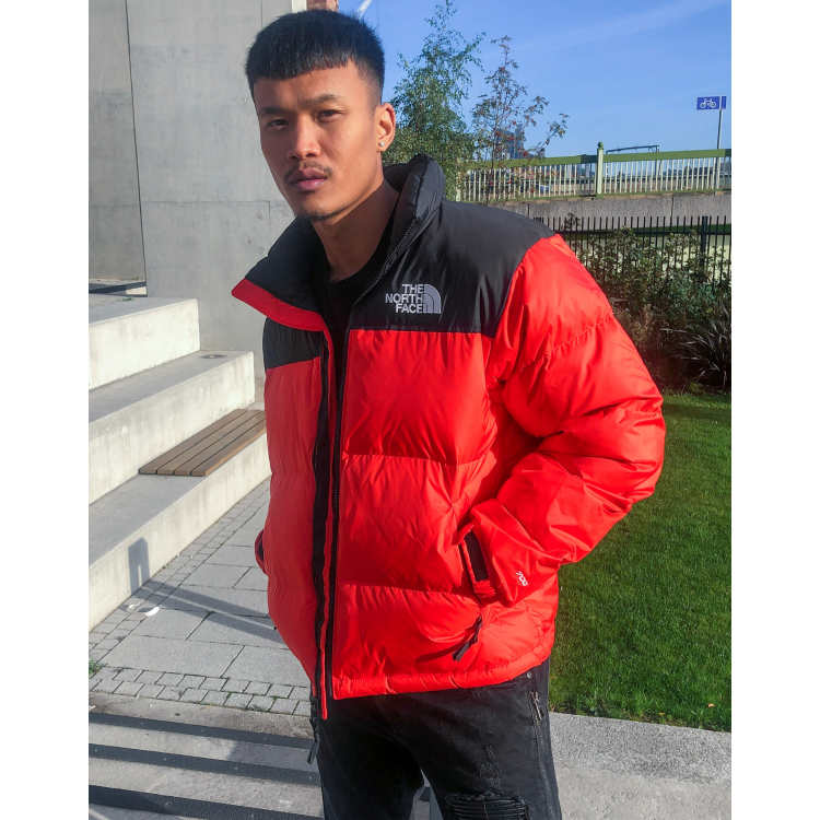 Red and grey sale north face jacket