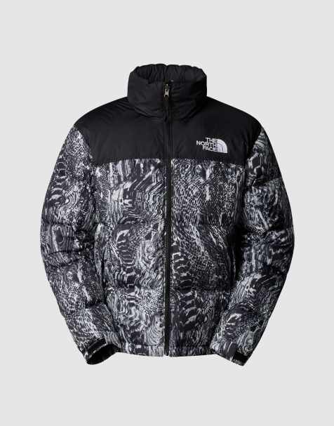 The North Face 1996 retro nuptse jacket in tnf black wood snake pr - view 1