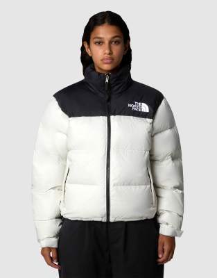 The North Face 1996 retro nuptse jacket in white dune/tnf black