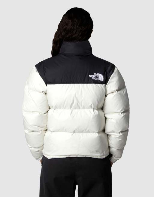 The North Face 1996 retro nuptse jacket in white dune/tnf black ASOS