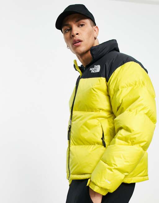 Yellow north face nuptse on sale jacket