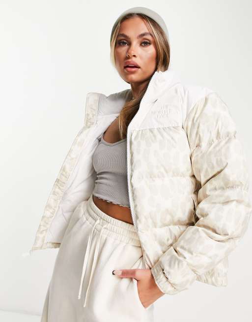 The North Face 1996 Retro Nuptse leopard print jacket in white