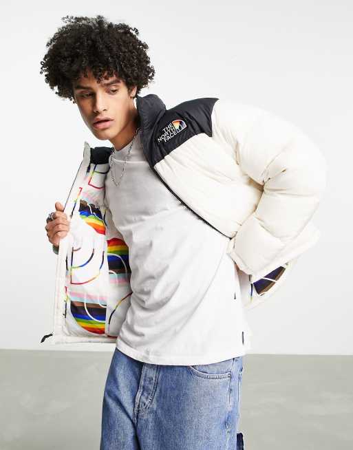 White north face nuptse on sale jacket