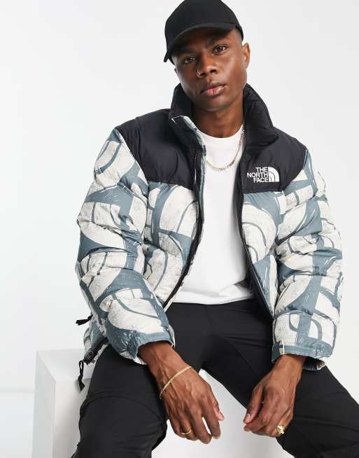 The North Face 1996 Retro Nuptse printed jacket in gray | ASOS