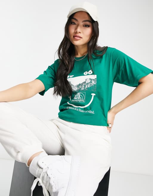 The North Face 1996 smile face relaxed fit t-shirt in green Exclusive at ASOS