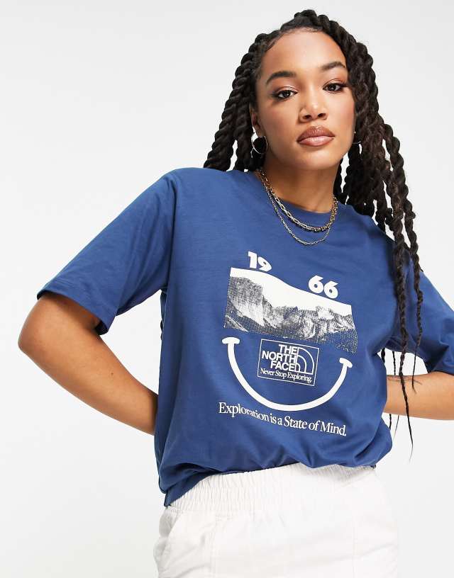 The North Face - 1996 smily face relaxed fit t-shirt in navy exclusive at asos