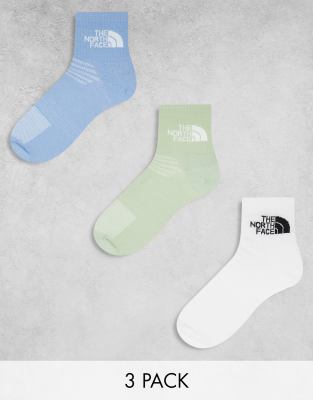 The North Face - 3er-Pack kurze Socken in Weiß, Blau und Grün mit Logo