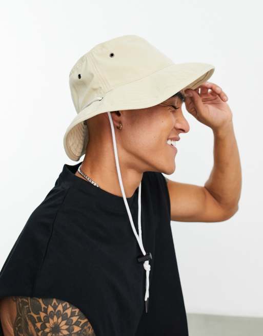 The North Face 66 wide brim bucket hat with drawstring in cream | ASOS