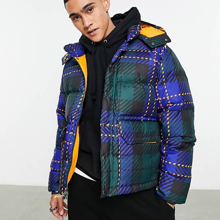 The North Face 71 Sierra short down puffer jacket in plaid | ASOS
