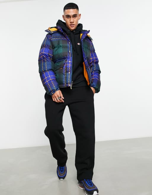 The North Face 71 Sierra short down puffer jacket in plaid | ASOS