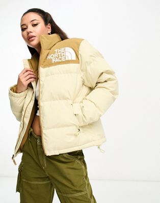 The North Face The North Face 92 Low-Fi Hi-Tek Nuptse down puffer jacket in beige and utility brown