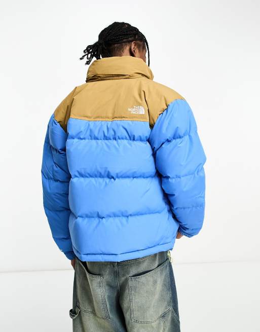 The North Face 92 Low-Fi Hi-Tek nuptse down puffer jacket in blue and brown