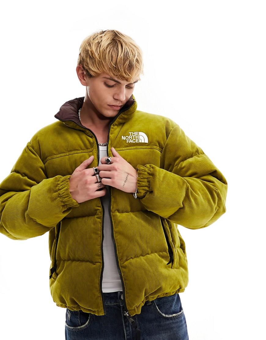 The North Face ’92 Nuptse reversible cord down puffer jacket in khaki and brown-Green