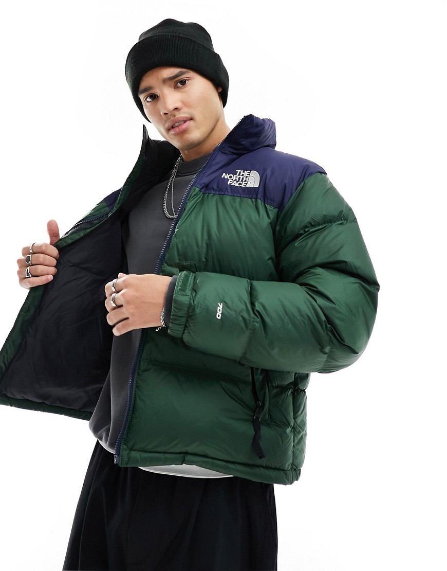The North Face ’96 Retro Nuptse down puffer jacket in pine green and navy