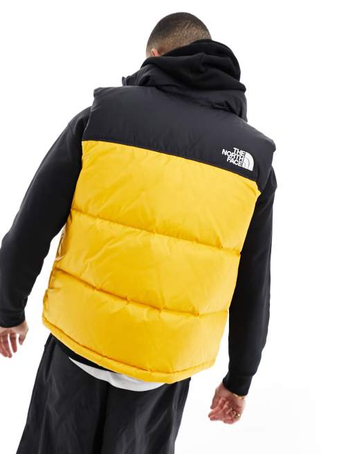 The North Face – 96 Retro Nuptse – Gul och svart pufferjacka i dun, 4 av 4