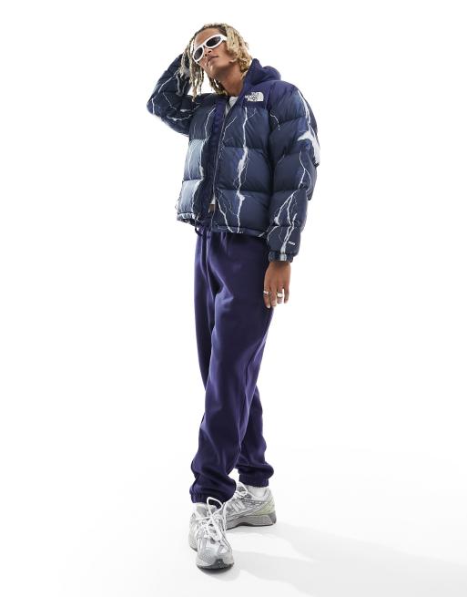 The North Face - 96 Retro Nuptse - Piumino blu navy con stampa di fulmini, 2 di 4