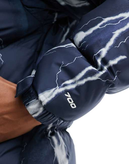The North Face - 96 Retro Nuptse - Piumino blu navy con stampa di fulmini, 4 di 4