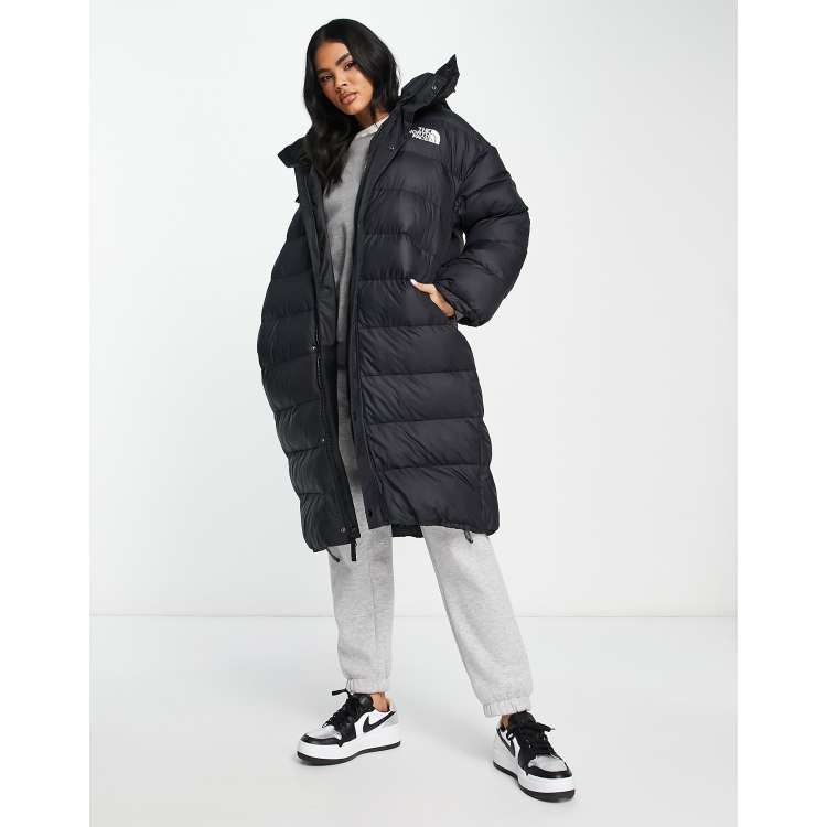 The North Face Acamarachi oversized long puffer coat in black Exclusive at ASOS