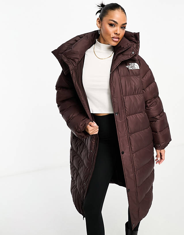 The North Face - acamarachi oversized long puffer coat in brown exclusive at asos