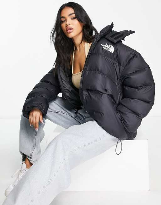 The North Face Acamarachi oversized long puffer coat in dark green