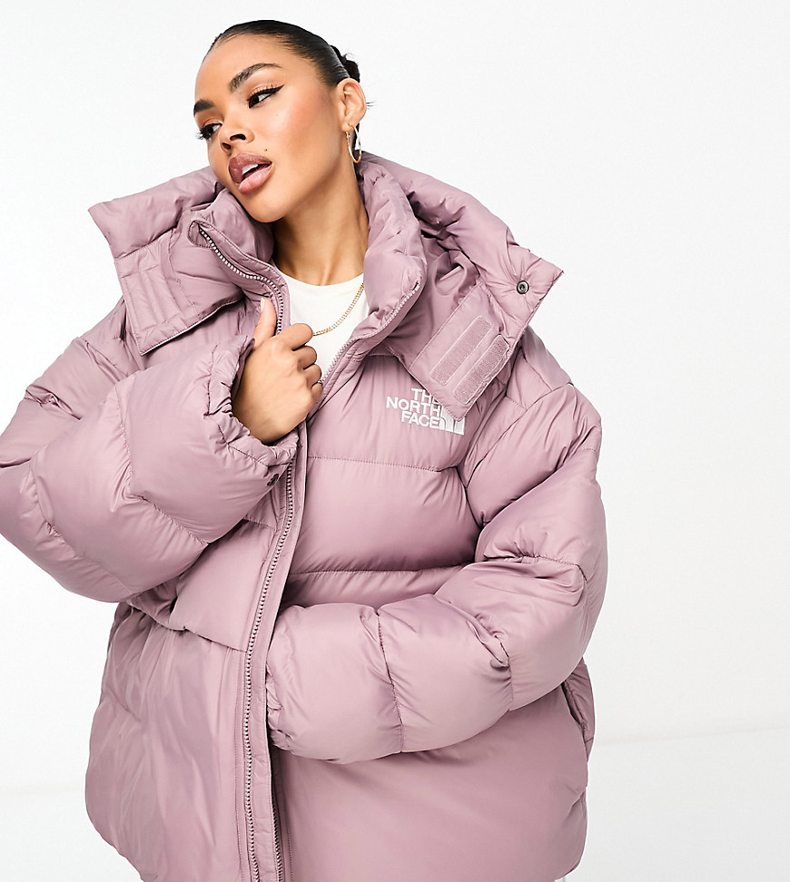 The North Face Acamarachi oversized puffer jacket in taupe Exclusive at ASOS-Brown