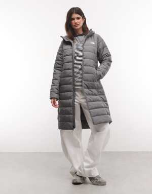 The North Face Aconcagua longline hooded parka jacket in grey