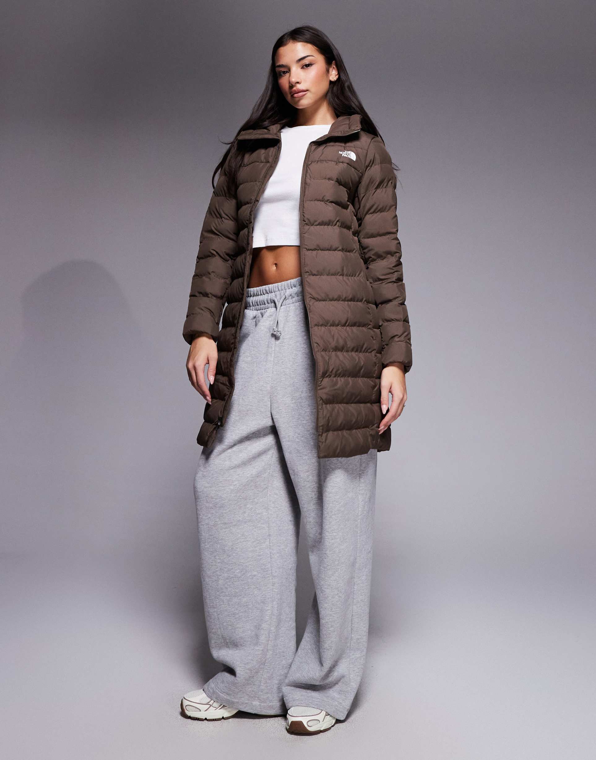 the north face aconcagua parka jacket in brown