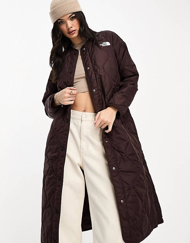 The North Face - ampato long quilted liner jacket in brown exclusive at asos