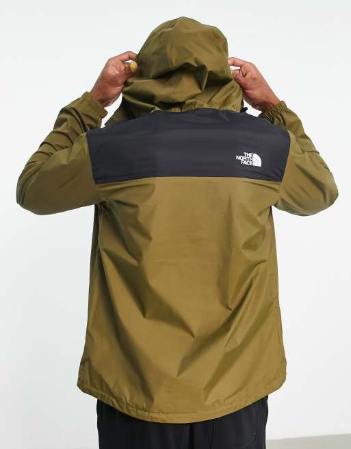 The North Face Antora DryVent waterproof hooded jacket in khaki/black