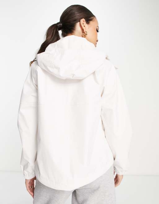 White north face store rain jacket