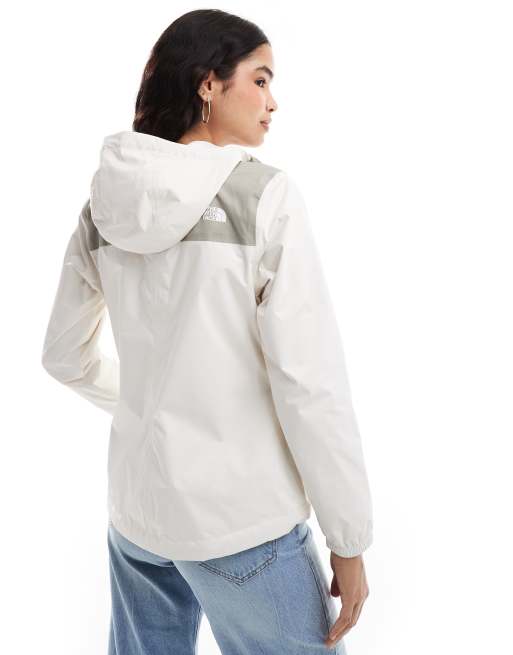 The North Face Antora jacket in white dune clay grey