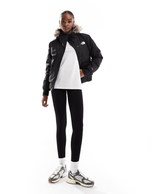 The North Face Arctic bomber jacket with faux fur trim in black