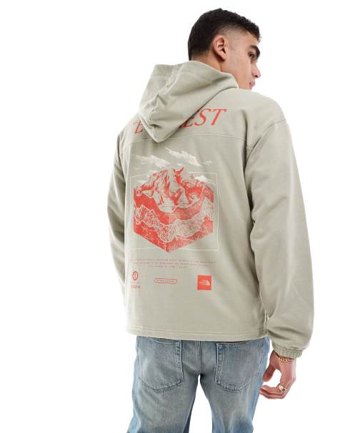 The North Face Axys pullover hoodie with graphic back print in clay gray - view 1