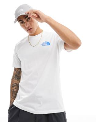 The North Face back print graphic T-shirt in white & blue