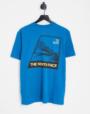 The North Face Back Print T-shirt With Mountain In Blue