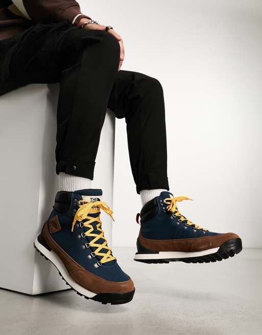 The North Face Back-To-Berkeley IV waterproof hiking boots in blue and brown, 2 of 4