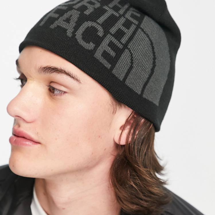 The North Face Banner reversible beanie in dark grey and black | ASOS