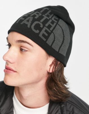 The North Face Banner reversible beanie in dark grey and black - ASOS Price Checker