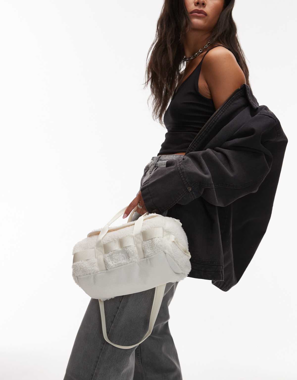The North Face Base Camp high pile mini bag in white