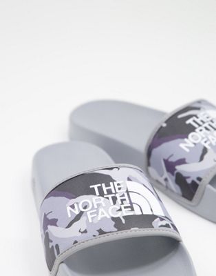 The North Face Base Camp III sliders in grey camo