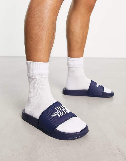 The North Face Base Camp III sliders in navy | ASOS