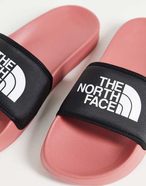 Pink north face discount sliders