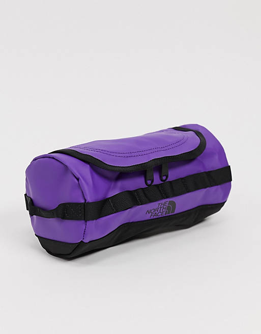 Exclamation point Elder Polar The North Face Base Camp small travel canister toiletry bag in purple | ASOS