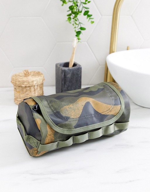The North Face Base Camp Travel Canister small wash bag in khaki camo