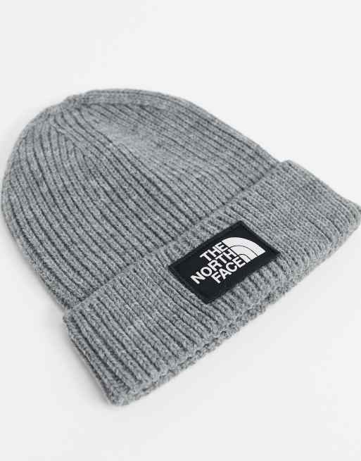 The North Face - Beanie met omgeslagen rand en logopatch in grijs