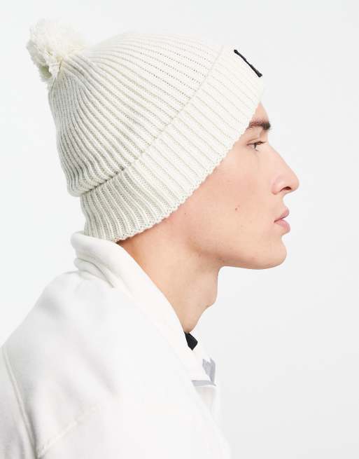 The North Face - Beanie met omkaderd logo en pompon in wit, 4 van 4